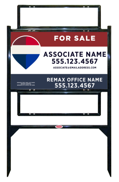 Angle Iron Frame w 2 Rider Insetrs and Associate Name w Broker Address Unit, 18h x 30w, Steel